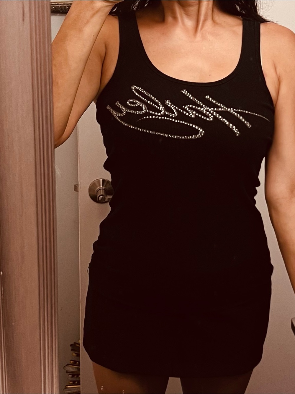 Harley-Davidson Black Tank Top with Silver Stud Script Like New